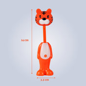 Adore Kids Pop Up Toothbrush with Safety Head Attractive Character - Orange Tiger