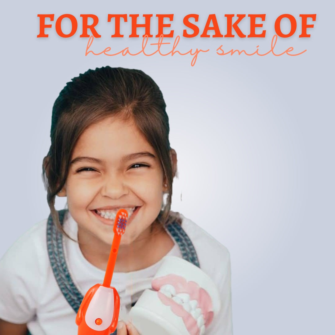 Adore Kids Pop Up Toothbrush with Safety Head Attractive Character - Orange Tiger