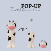 Adore Kids Pop Up Toothbrush with Safety Head Attractive Character - White Cow