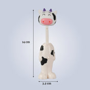 Adore Kids Pop Up Toothbrush with Safety Head Attractive Character - White Cow