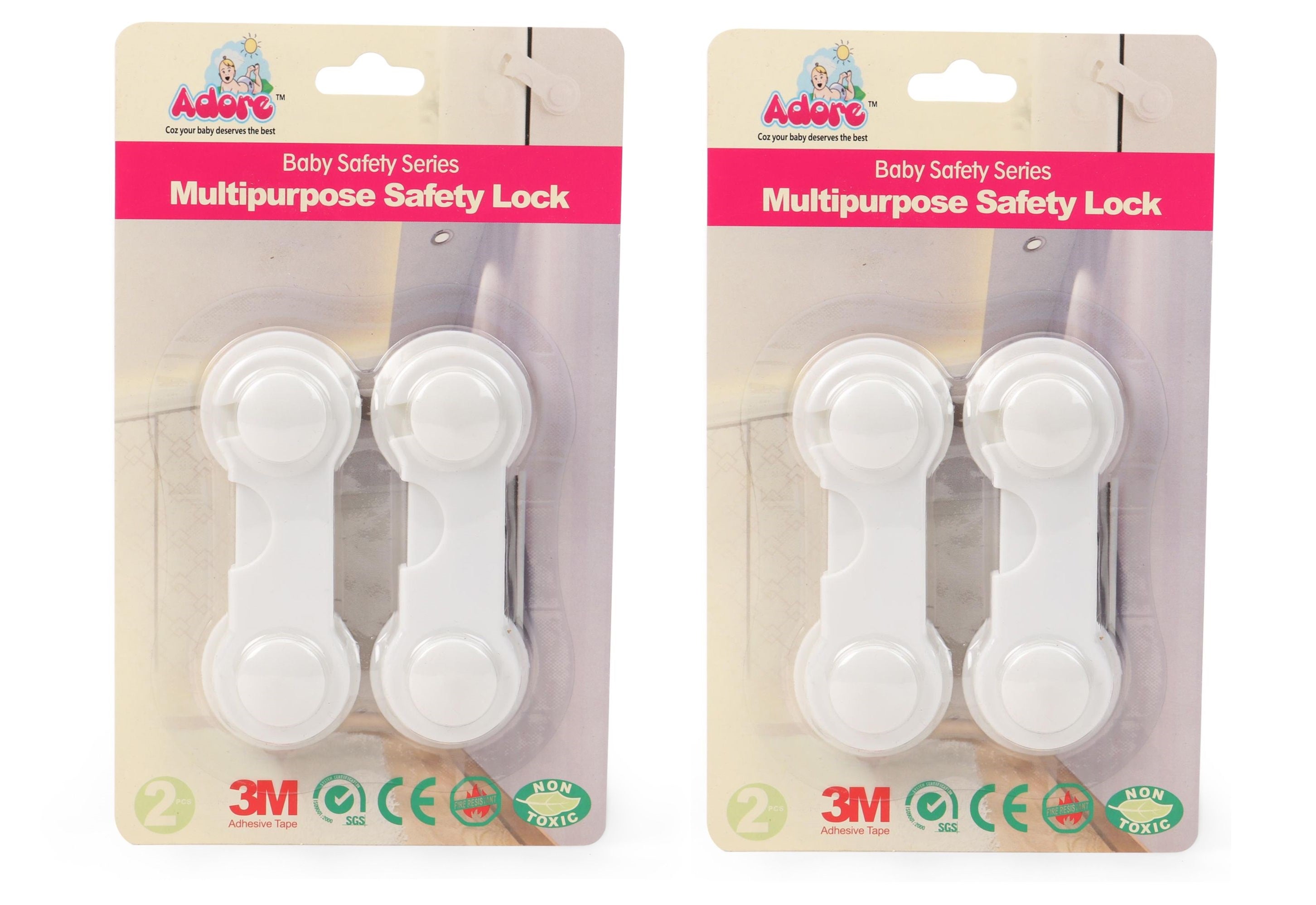Adore Baby Multipurpose Safety Lock Pack Of 4- White
