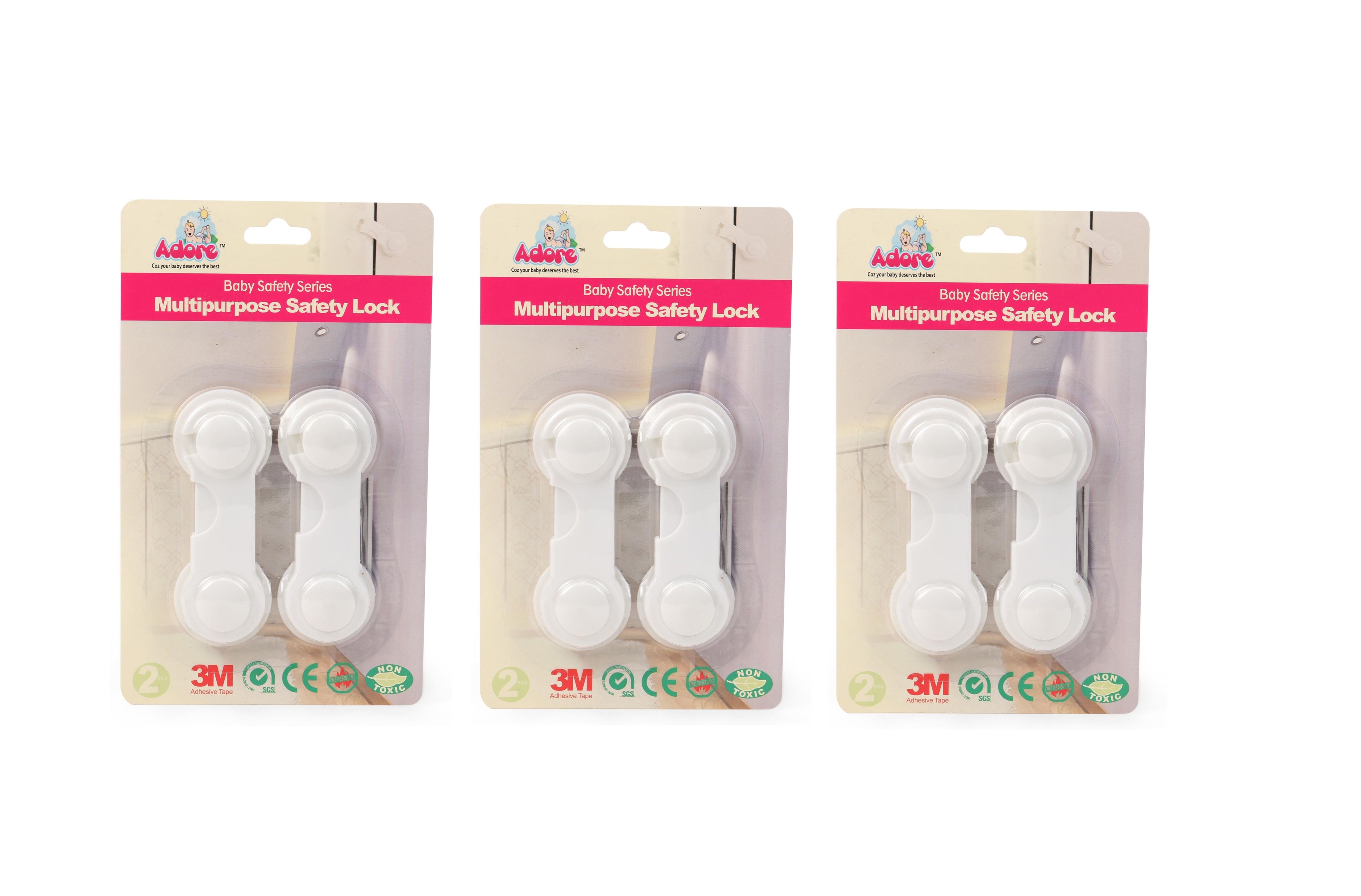 Adore Baby Multipurpose Safety Lock Pack Of 6- White