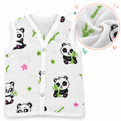 Adore Tiny Comfort 100% Pure Muslin Cotton Baby Jabla with Snap Buttons, Pack of 3, 6–9 Months-Panda