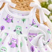 Adore Little Blossom- Pure Muslin Cotton Baby Tie-Knot Frock- Pack of 3-Owl -0-3 Months