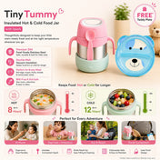 Adore Dr.Feed TinyTummy Insulated Hot & Cold Food Jar with Spork & Feeding Plate 335ml-Pink
