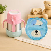 Adore Dr.Feed TinyTummy Insulated Hot & Cold Food Jar with Spork & Feeding Plate 335ml-Pink