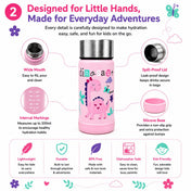 Adore Dr.Feed Little Champs Hot & Cold Insulated Steel Water Bottle 270ml-Pink