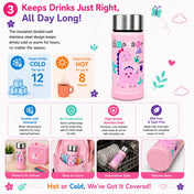 Adore Dr.Feed Little Champs Hot & Cold Insulated Steel Water Bottle 270ml-Pink