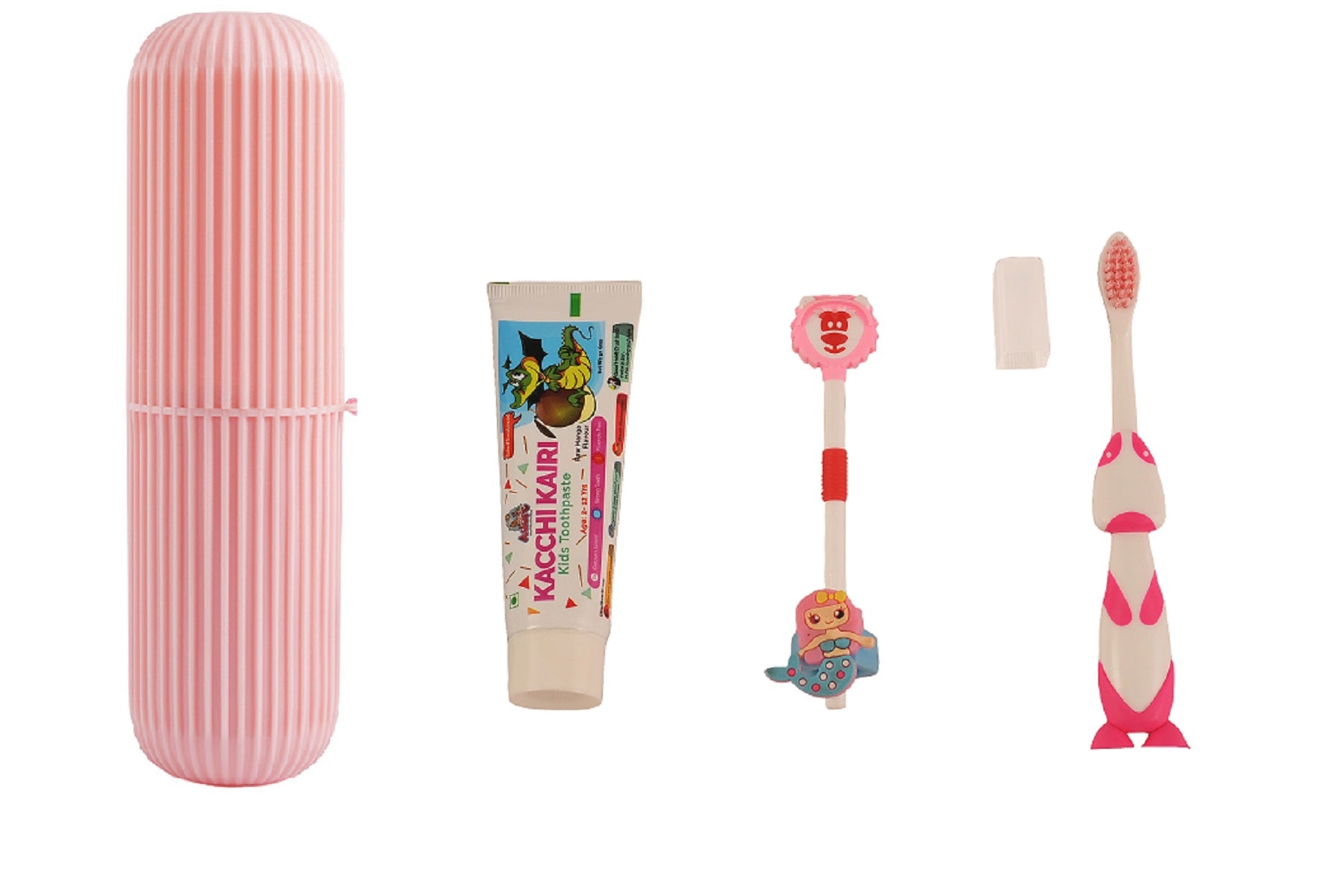 Adore Robo Dobo Kids Oral Care Kit with Storage Case and Free Finger Ring - Pink