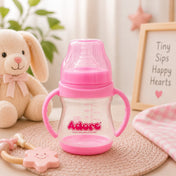Adore 5 Stage Wide Neck Feeding Bottle with Easy Grippy Handle -150ml Pink