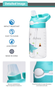 Adore Basics Land Era Straw Sipper Water Bottle with Handle - 500 ml Blue Sea Horse