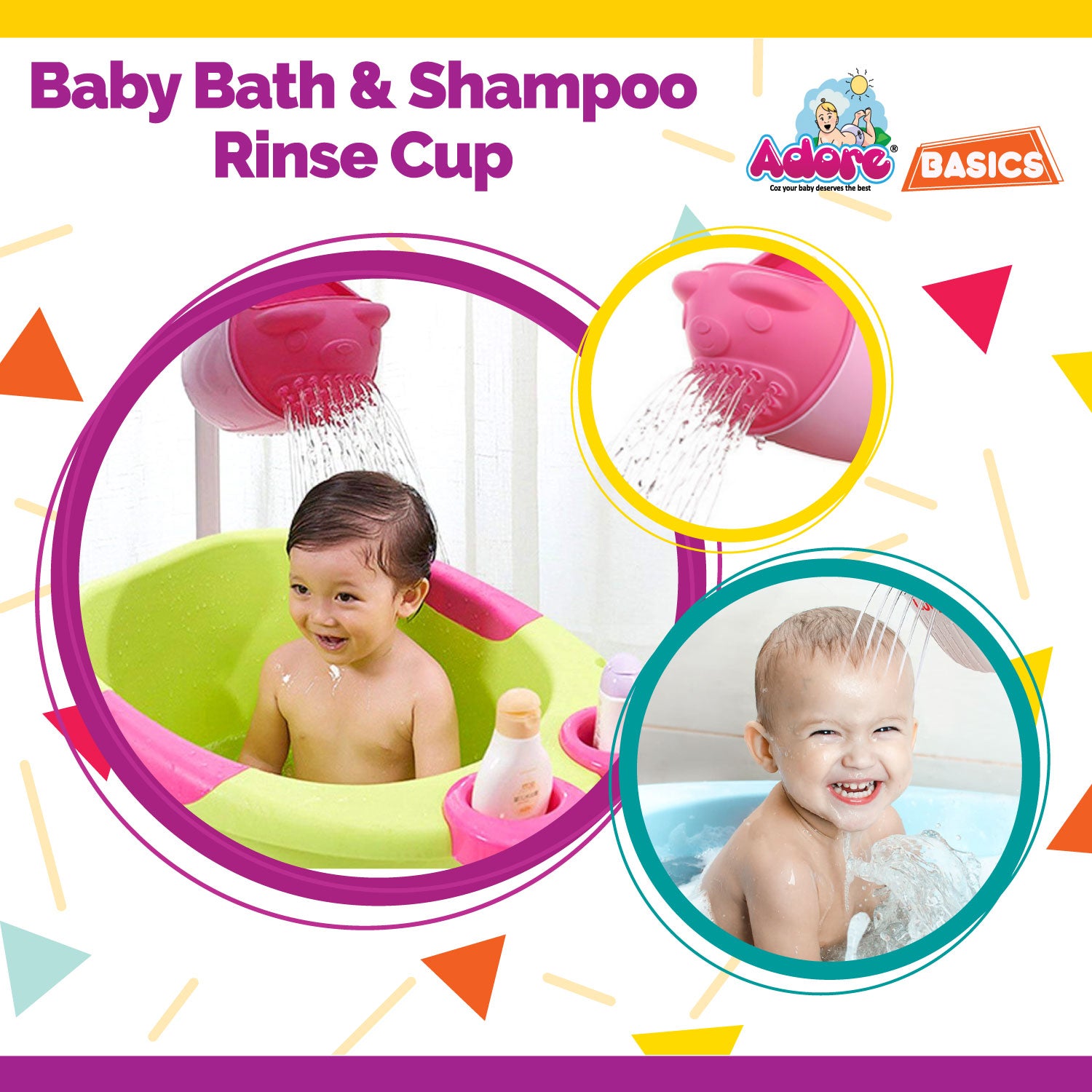 Adore Baby Bath And Shampoo Rinse Cup - Pink