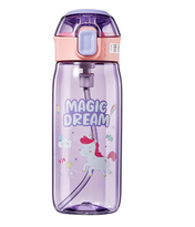 Adore Space era Straw Sipper Water Bottle with a Handle of 630ml - Purple