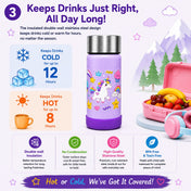 Adore Dr.Feed Little Champs Hot & Cold Insulated Steel Water Bottle 270ml-Purple
