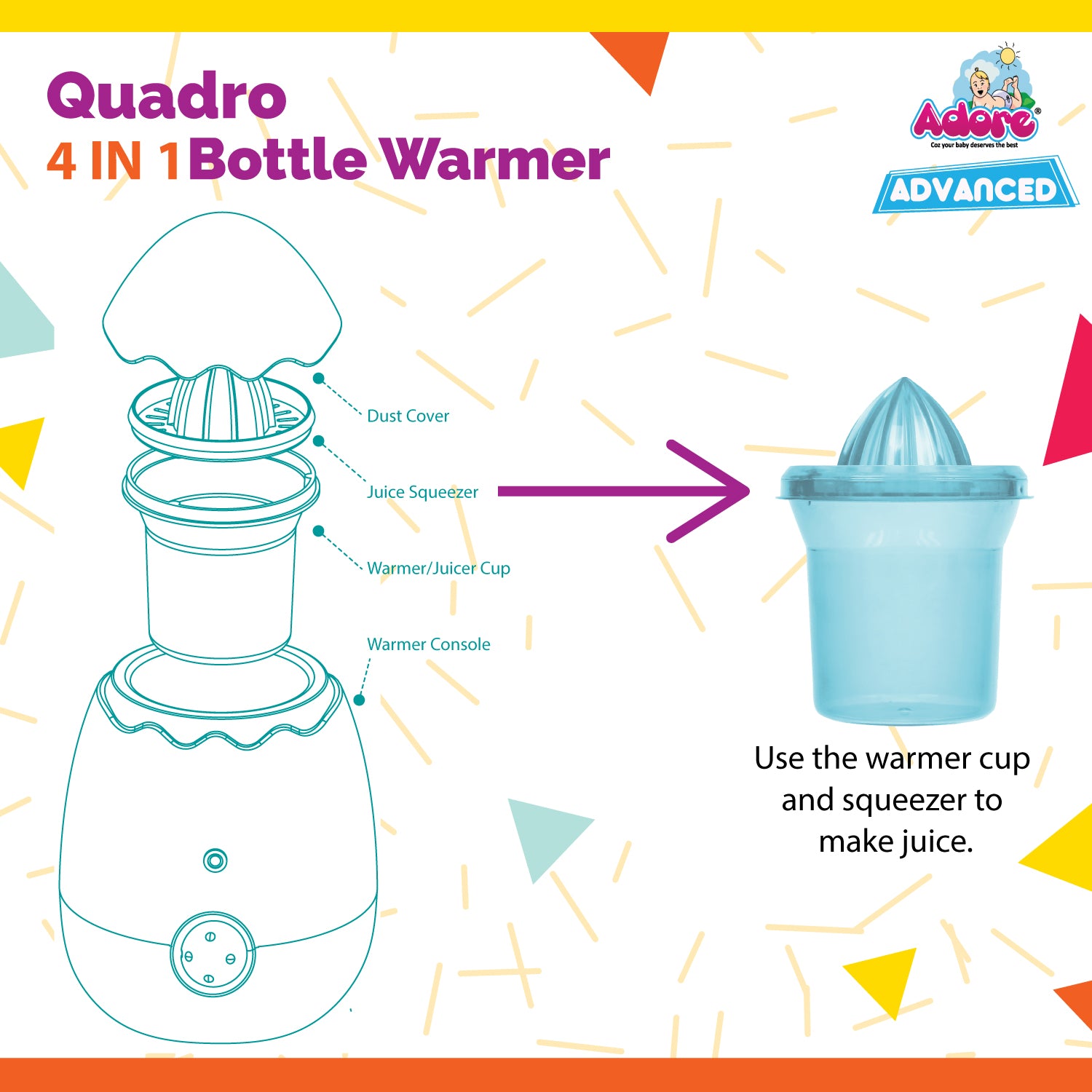 Adore Quadro 4 in 1 Bottle & Food Warmer - Blue