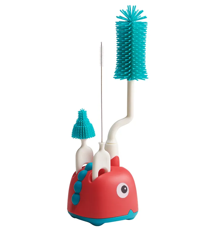 Adore Li'l Dino 3 in 1 Bottle Cleaning Brush kit with Drying Stand - Green