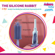 Adore The Silicone Rabbit 3 in 1 Bottle Cleaning Brush Kit - Blue