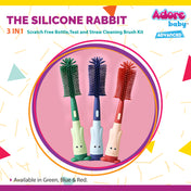 Adore The Silicone Rabbit 3 in 1 Bottle Cleaning Brush Kit - Blue
