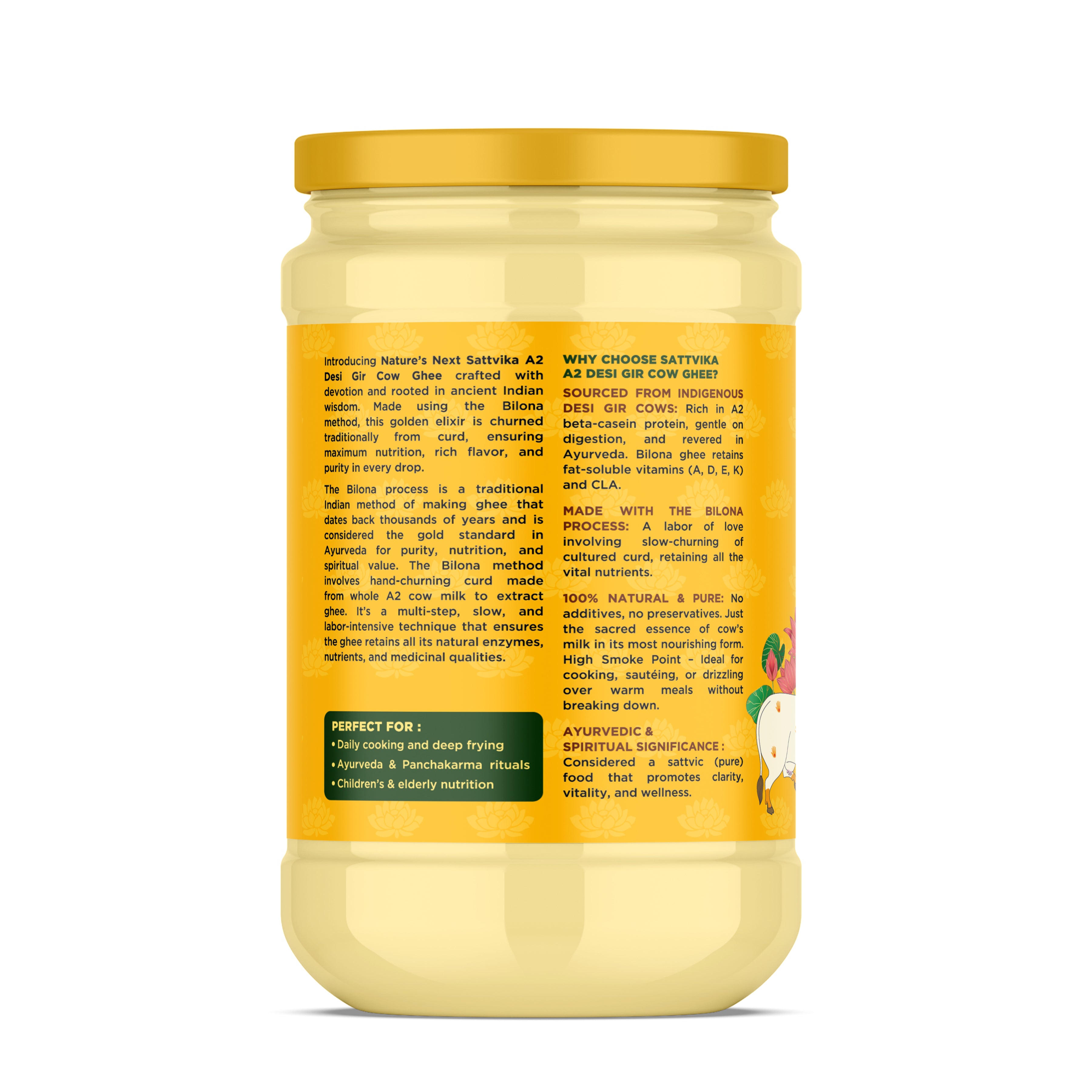 Nature's Next Sattvika A2 Desi Gir Pure Cow Ghee- 500gm Jar