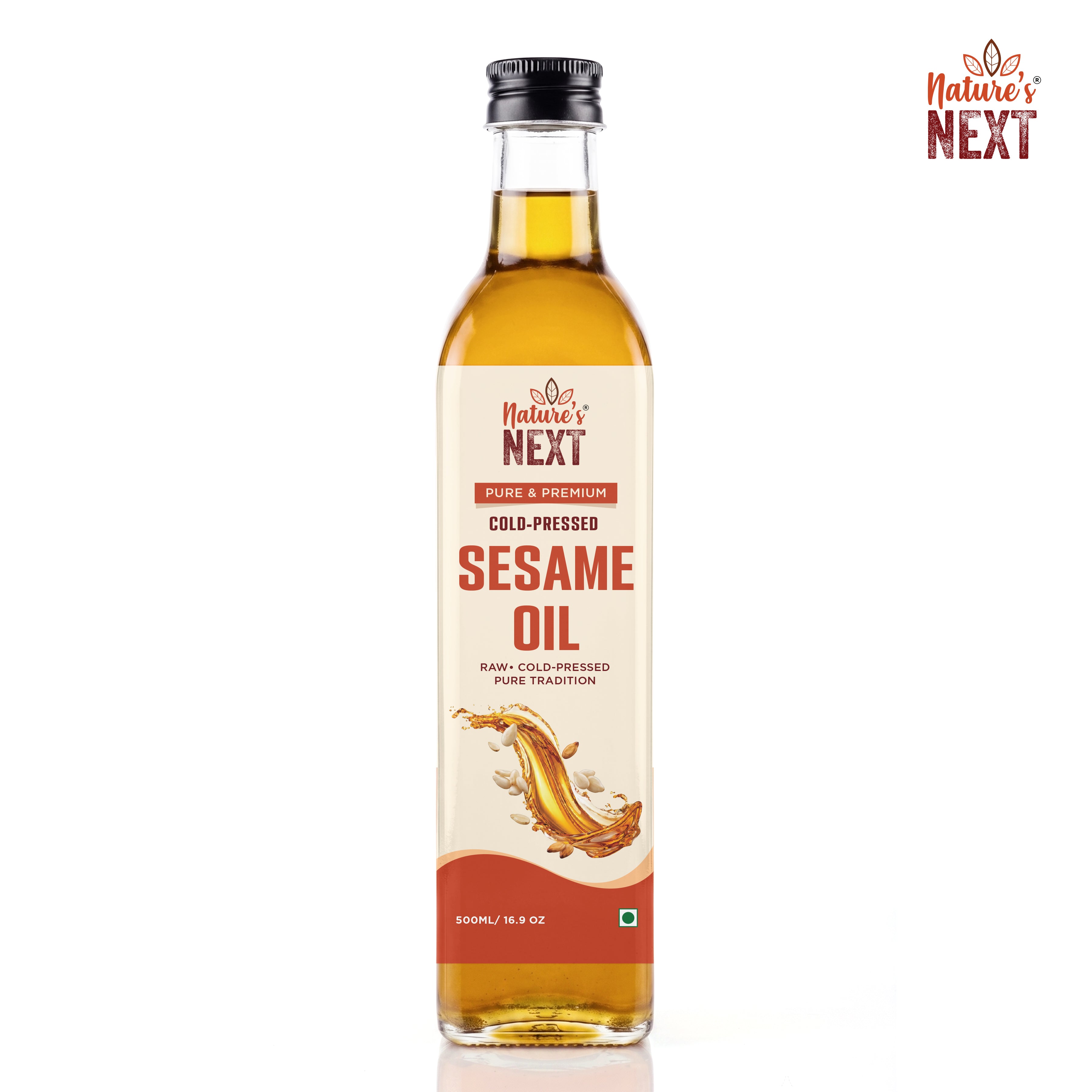 Nature’s Next Pure & Premium Cold-Pressed Sesame Oil- Glass Bottle 500ml