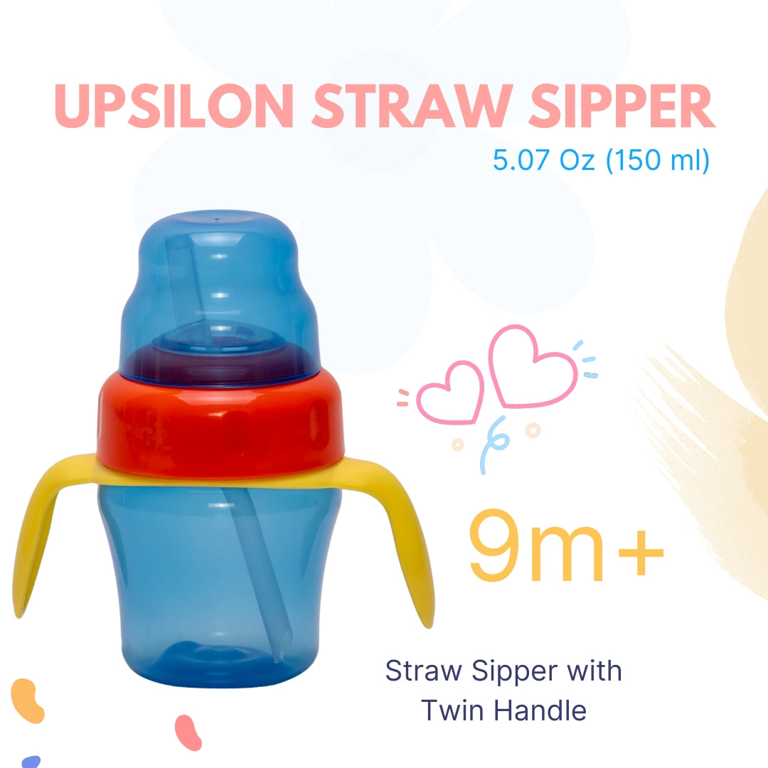 Adore Upsilon Straw Sipper with Twin Handle 150 ml - Basic