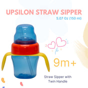 Adore Upsilon Straw Sipper with Twin Handle 150 ml - Basic