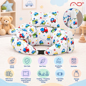 Adore Feedero! Baby Multipurpose Feeding Pillow with Fence Protection and Adjustable Belt-White