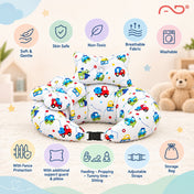 Adore Feedero! Baby Multipurpose Feeding Pillow with Fence Protection and Adjustable Belt-White