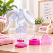 Adore Wowsome 3 Stage Manual Breast Pump with Feeding Bottle - Pink