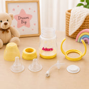 Adore 5 Stage Wide Neck Feeding Bottle with Easy Grippy Handle -150ml Yellow