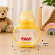 Adore 5 Stage Wide Neck Feeding Bottle with Easy Grippy Handle -150ml Yellow