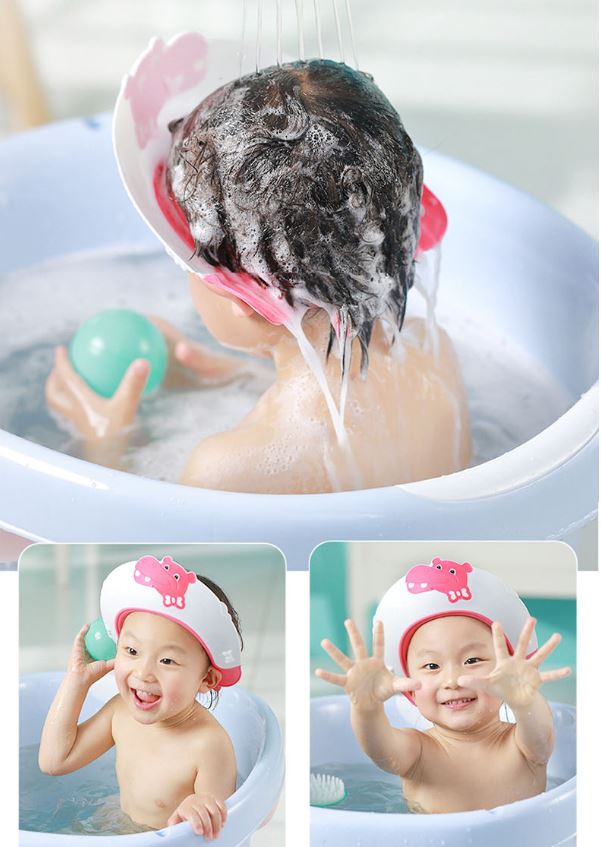 Adore Lulu! The Hippo-Shaped Shampoo Hat with Adjustable strap and Buckle – Pink