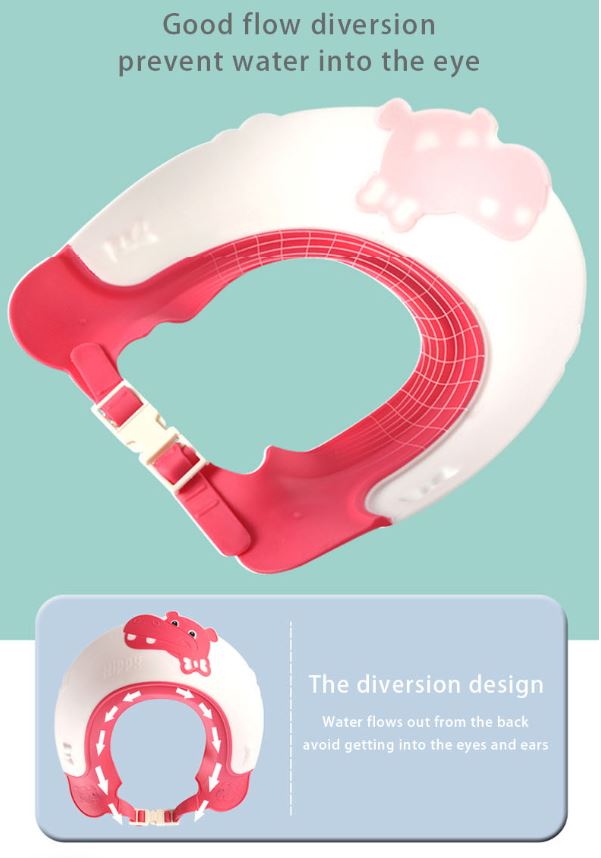 Adore Lulu! The Hippo-Shaped Shampoo Hat with Adjustable strap and Buckle – Pink