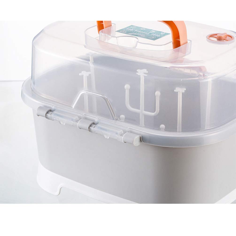 Adore Avalanche 2 in 1 Baby Bottle Drying Rack & Storage Box with Lid & Handle Portable - Grey