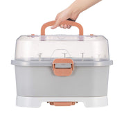 Adore Avalanche 2 in 1 Baby Bottle Drying Rack & Storage Box with Lid & Handle Portable - Grey