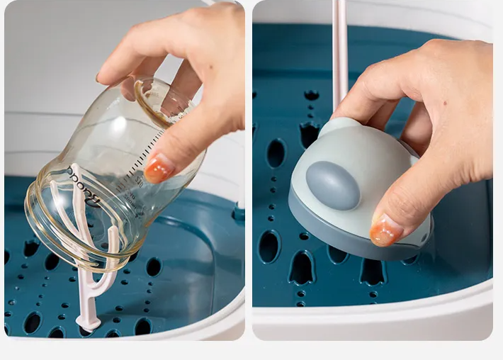 Adore Hurricane 2 in 1 Baby Bottle Drying Rack & Storage Box with Lid & Handle - Brown