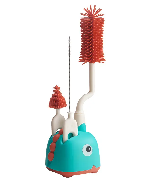 Adore Li'l Dino 3 in 1 Bottle Cleaning Brush kit with Drying Stand - Green