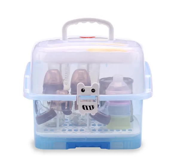 Advanced Willy Willy 2in 1 Baby Bottle Drying Rack & Storage Box with Lid & Handle - Blue