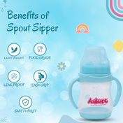 Adore Baby Basics Soft Silicone Spout Sipper with Twin Handle - 150ml Blue