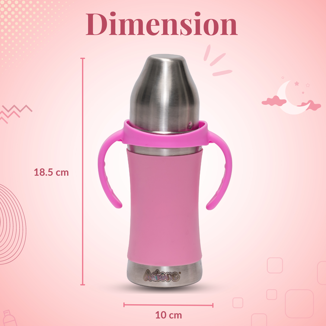 Adore Soi! The Wideneck Silicon Straw with Gravity Ball stainless steel sipper with Sleeve- 250ml Pink