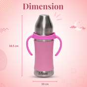 Adore Soi! The Wideneck Silicon Straw with Gravity Ball stainless steel sipper with Sleeve- 250ml Pink