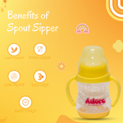 Adore Baby Basics Soft Silicone Spout Sipper with Twin Handle - 150ml Yellow