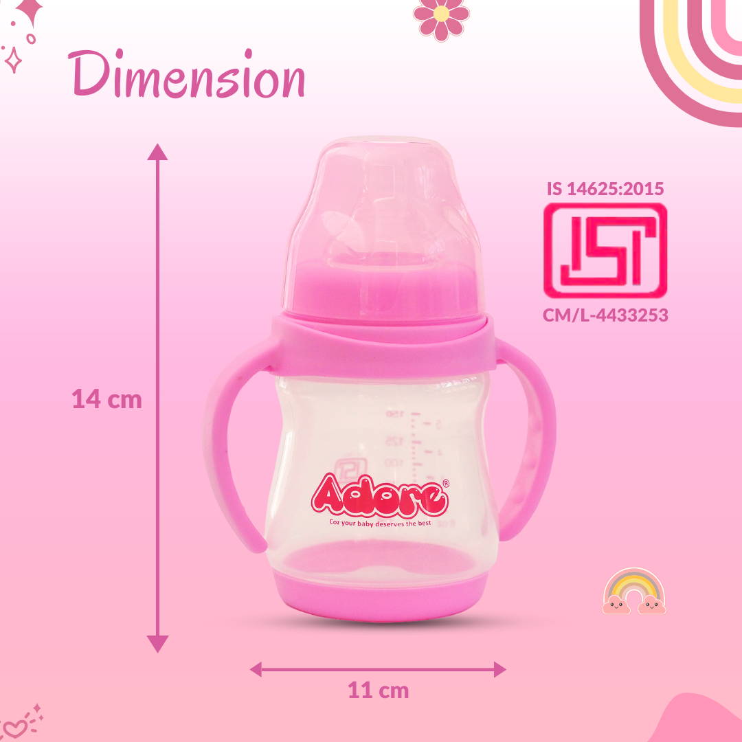 Adore Baby Basics Soft Silicone Spout Sipper with Twin Handle - 150ml Pink