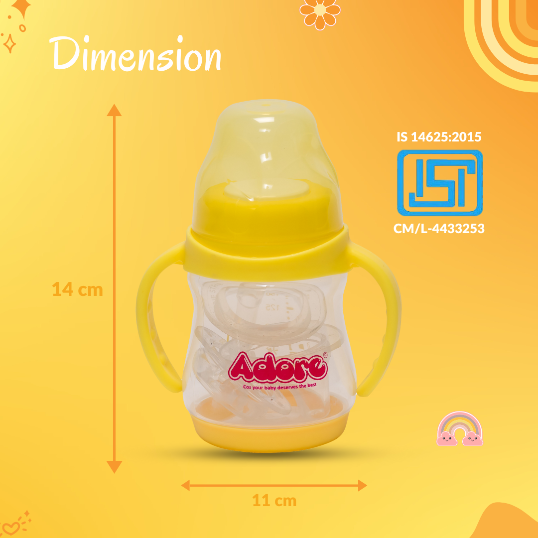 Adore Baby Basics Soft Silicone Spout Sipper with Twin Handle - 150ml Yellow
