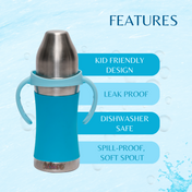 Adore Doi! The Wideneck Spout Stainless Steel Sipper with Sleeve-250ml Blue
