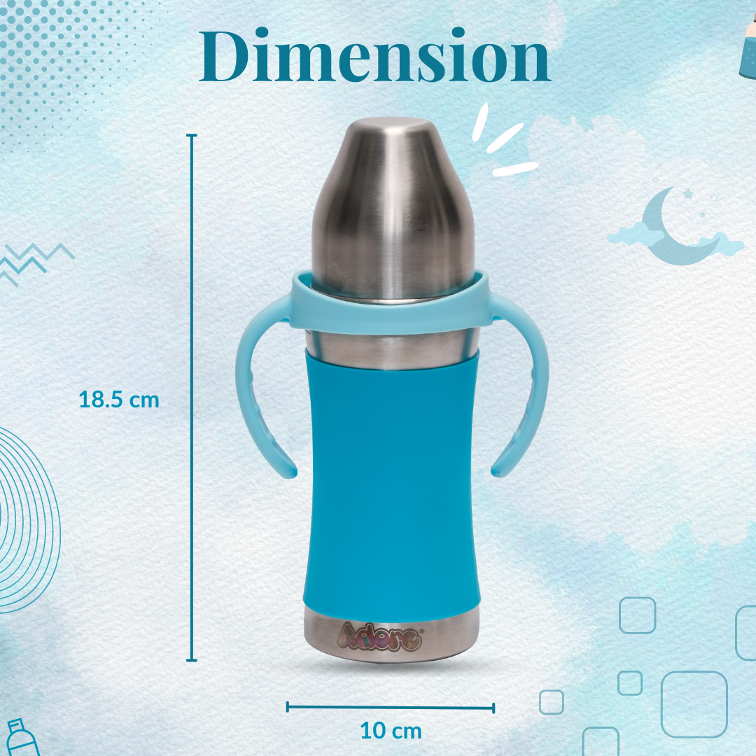 Adore Soi! The Wideneck Silicon Straw with Gravity Ball stainless steel sipper with Sleeve- 250ml Blue
