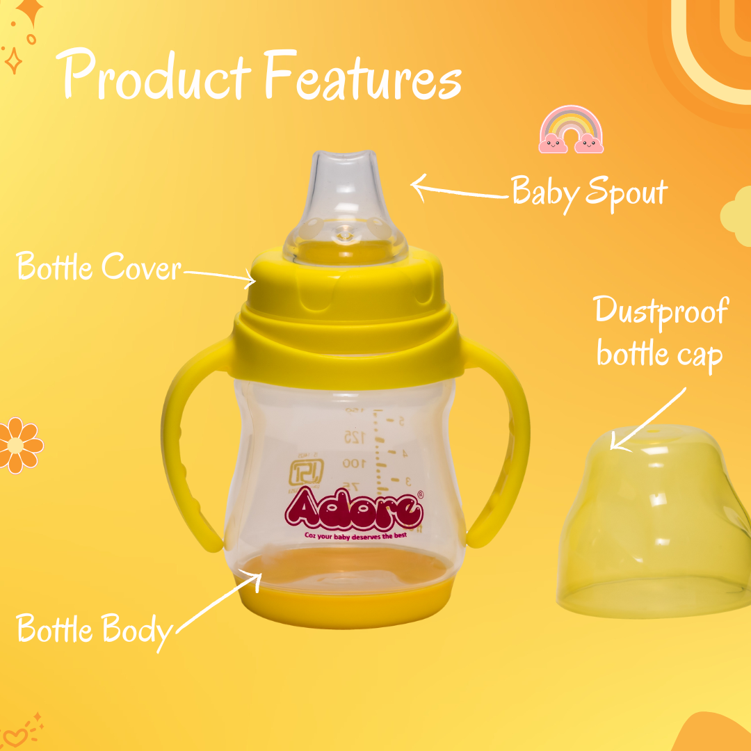 Adore Baby Basics Soft Silicone Spout Sipper with Twin Handle - 150ml Yellow