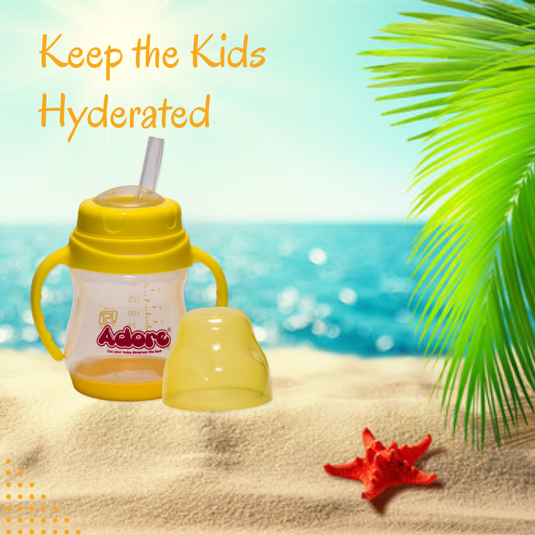 Adore Baby Basics Wiggle Straw Sipper with Twin Handle & Dust Free Hood  150ml Yellow