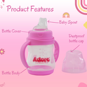 Adore Baby Basics Soft Silicone Spout Sipper with Twin Handle - 150ml Pink