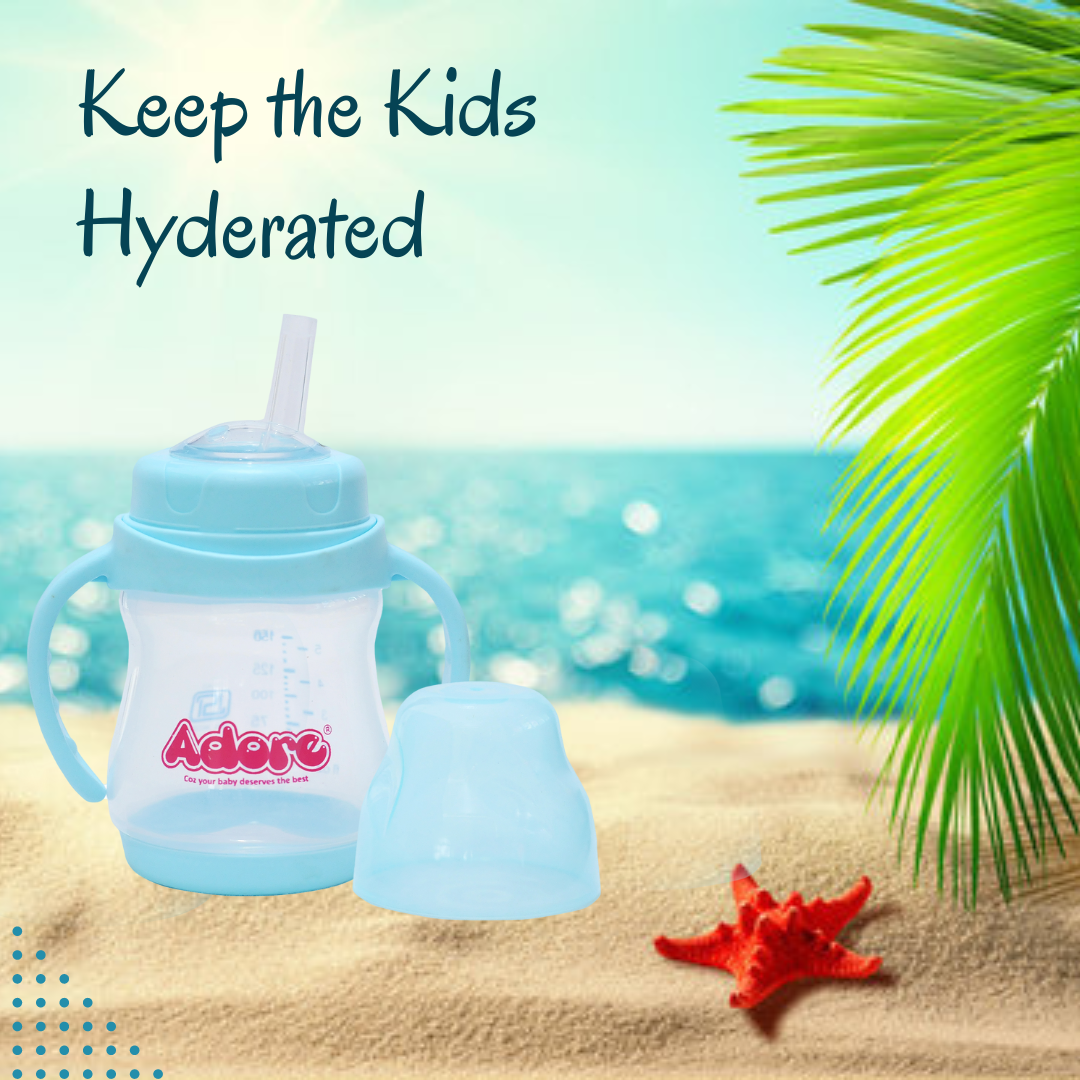 Adore Baby Basics Wiggle Straw Sipper with Twin Handle & Dust Free Hood  150ml Blue